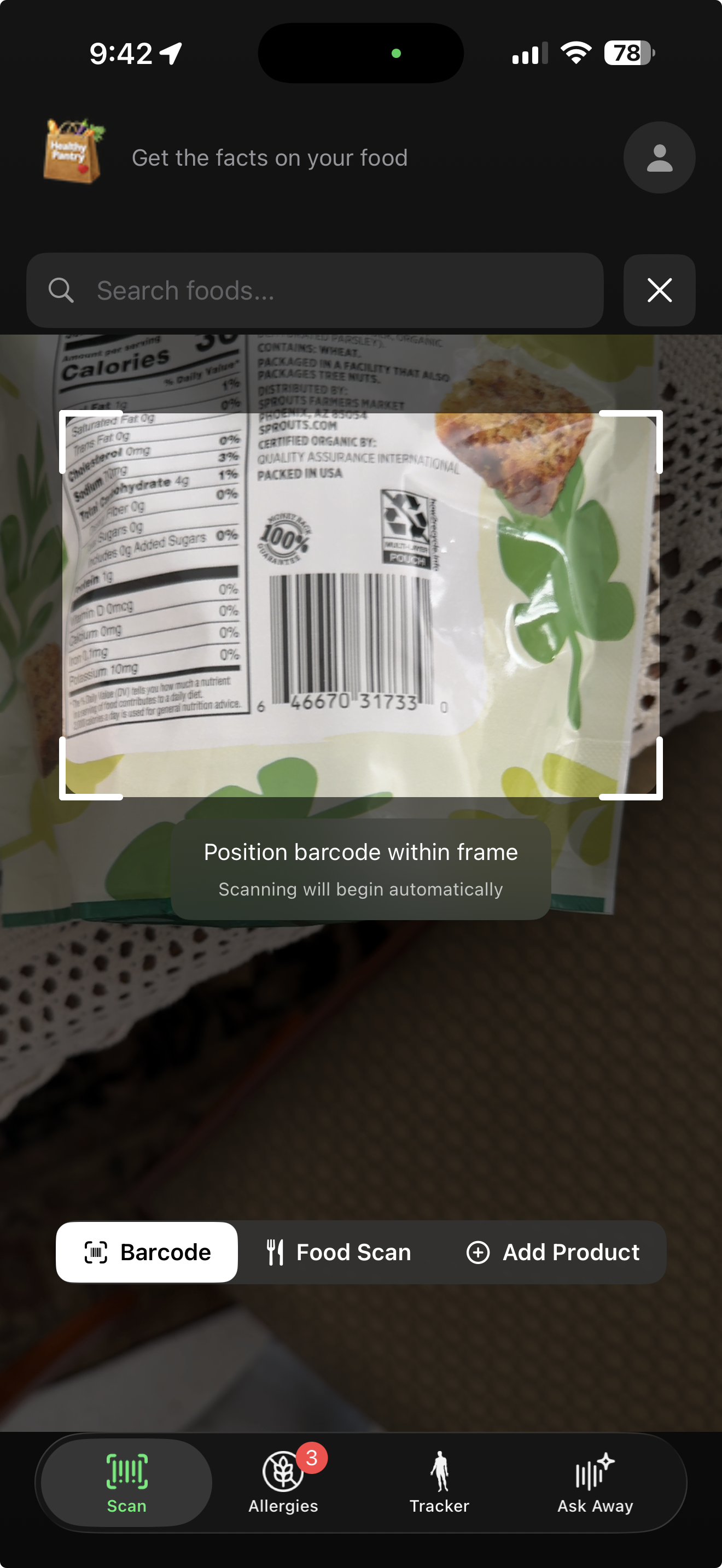 HealthyPantry Scanner